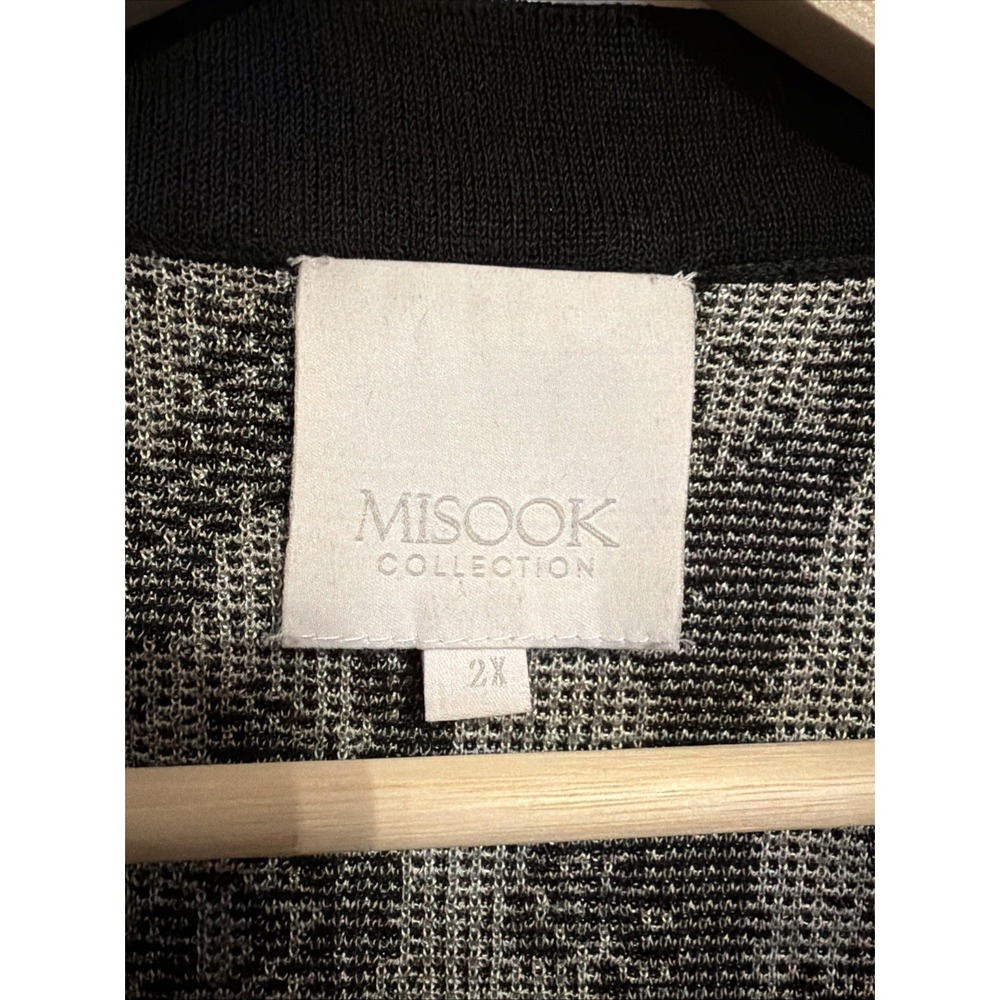 Misook Collection Black Abstract Pattern Jacket Open Size 2X PLUS Short Sleeve - Picture 5 of 7
